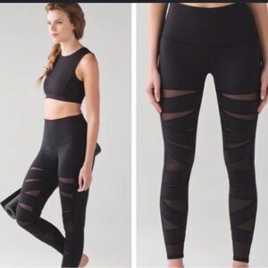 Lululemon Black Full Length Tech Mesh Leggings